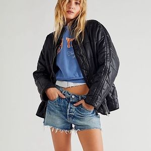 free people faux leather dolman quilted jacket we the free black